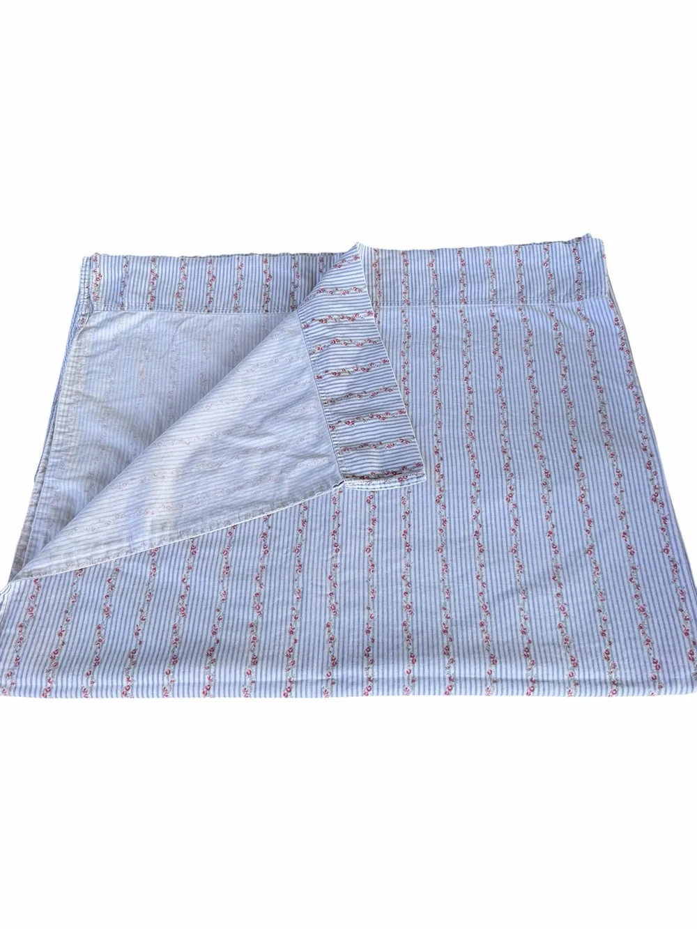 VTG Treasures Rachel Ashwell 3-Piece Sheet Set Ticking Stripe Trailing Rose READ